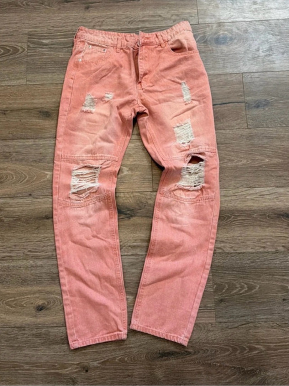 Women's Distressed Peach Pink Jeans